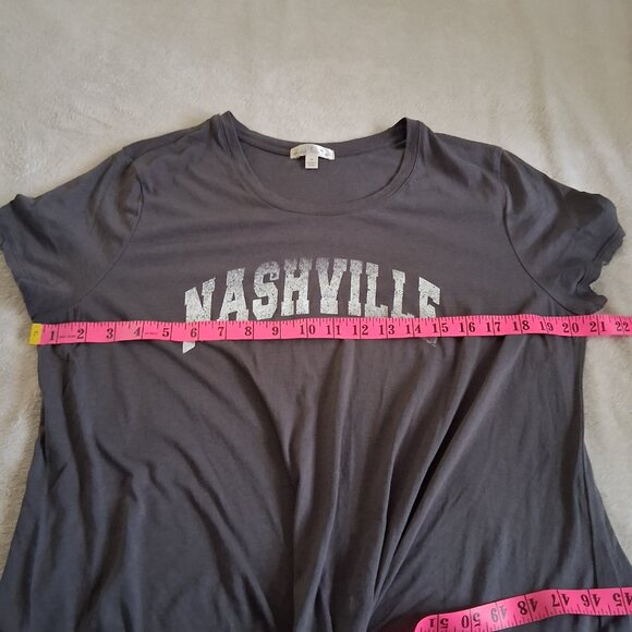 Nine Britton Women's Size Medium Gray Nashville Twist Front Cotton Modal T-Shirt - Picture 6 of 8